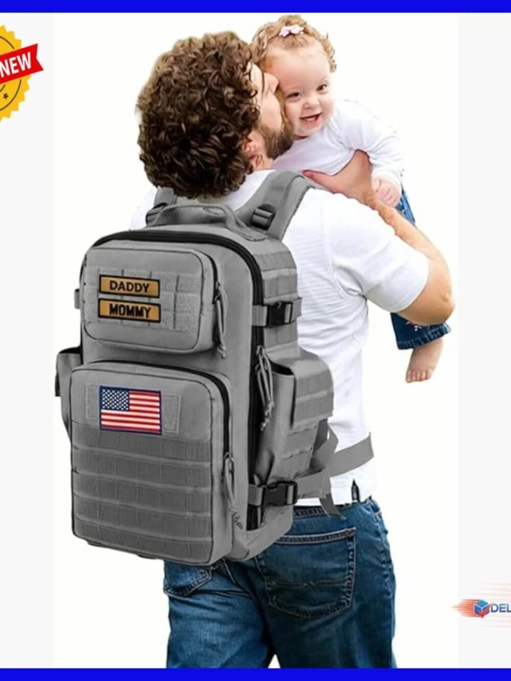 Military Diaper Backpack for Dads, 42L Oxford Daypack with Insulated Pockets